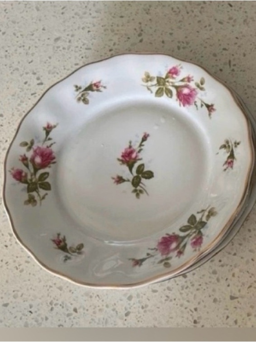 Vintage Wawel From Poland Rose Porcelain Dinner Plate Set Of 5
